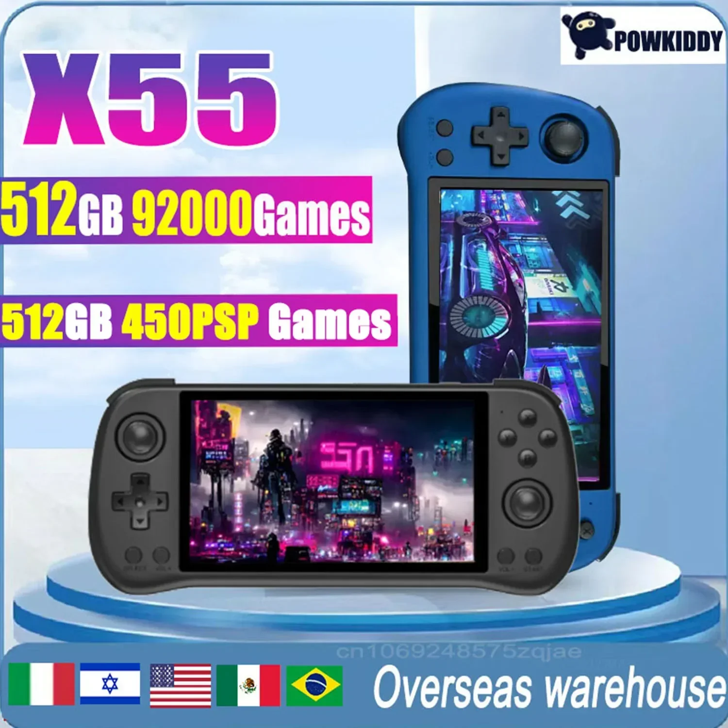 Gaming Console G90 - POWKIDDY X55 5.5INCH IPS Screen Retro