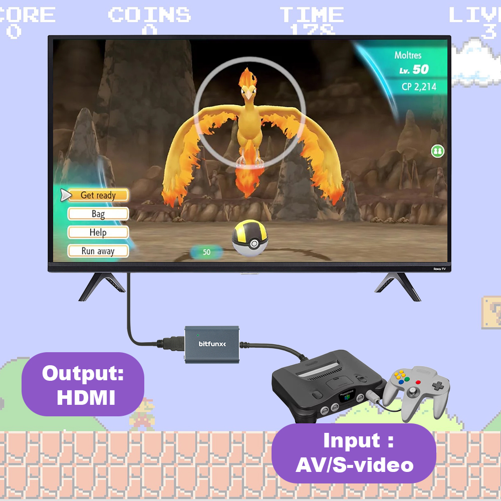 Bitfunx 720P Svideo / AV To HD - مراجعة Gaming Console All In One وسعره